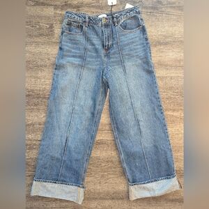 Forever 21 High Rise Loose Fit Cuffed Wide Leg. Size 29.